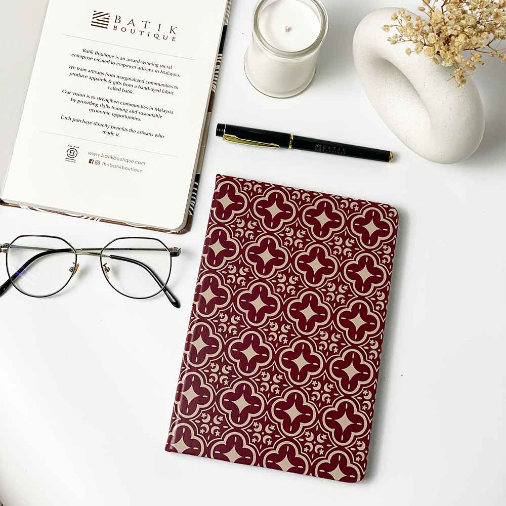 Batik-Inspired Notebook - Crimson Celestial - Batik Boutique