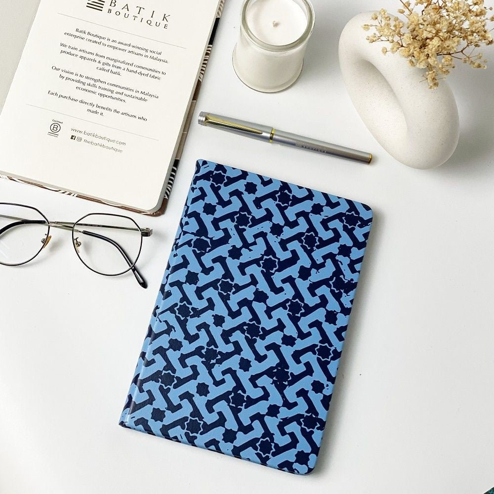 Batik-Inspired Notebook & Pen - Midnight Arabesque 