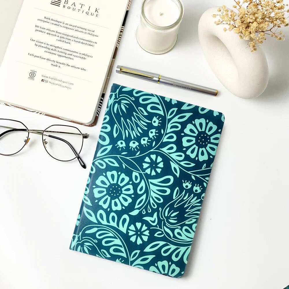 Batik-Inspired Notebook - Teal Ukir - Batik Boutique