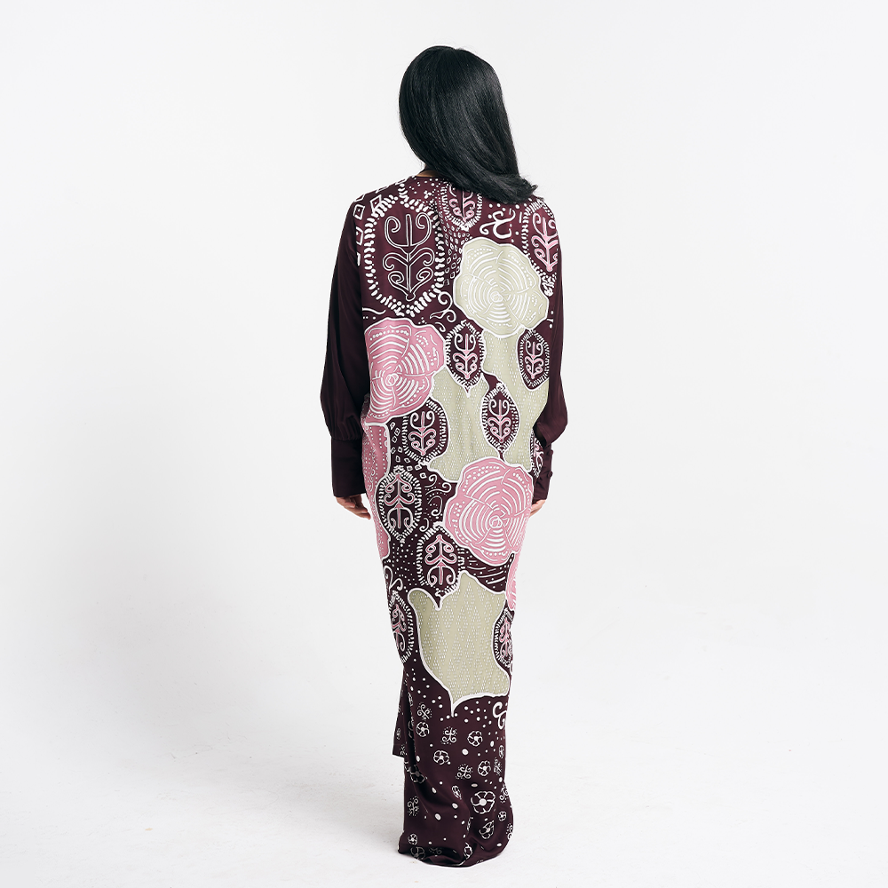 Batik Caftan Pareo - Maroon Petola