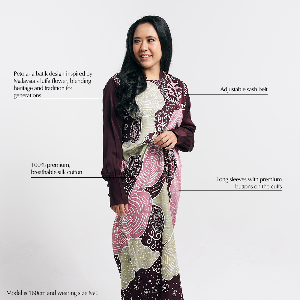 Batik Caftan Pareo - Maroon Petola