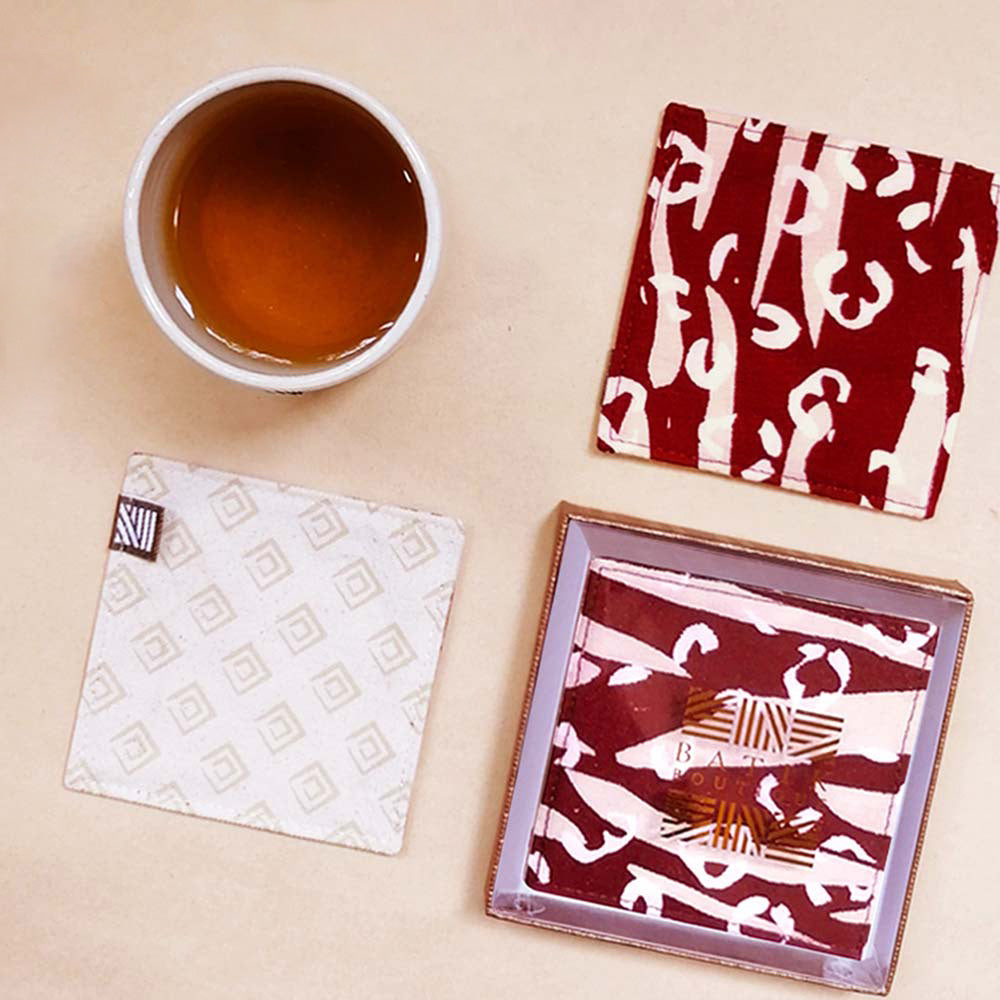Batik Coaster Set (Reversible) - Crimson Tiger