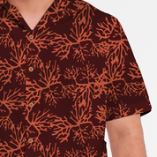 Men's Batik Cuban Shirt - Maroon Coral