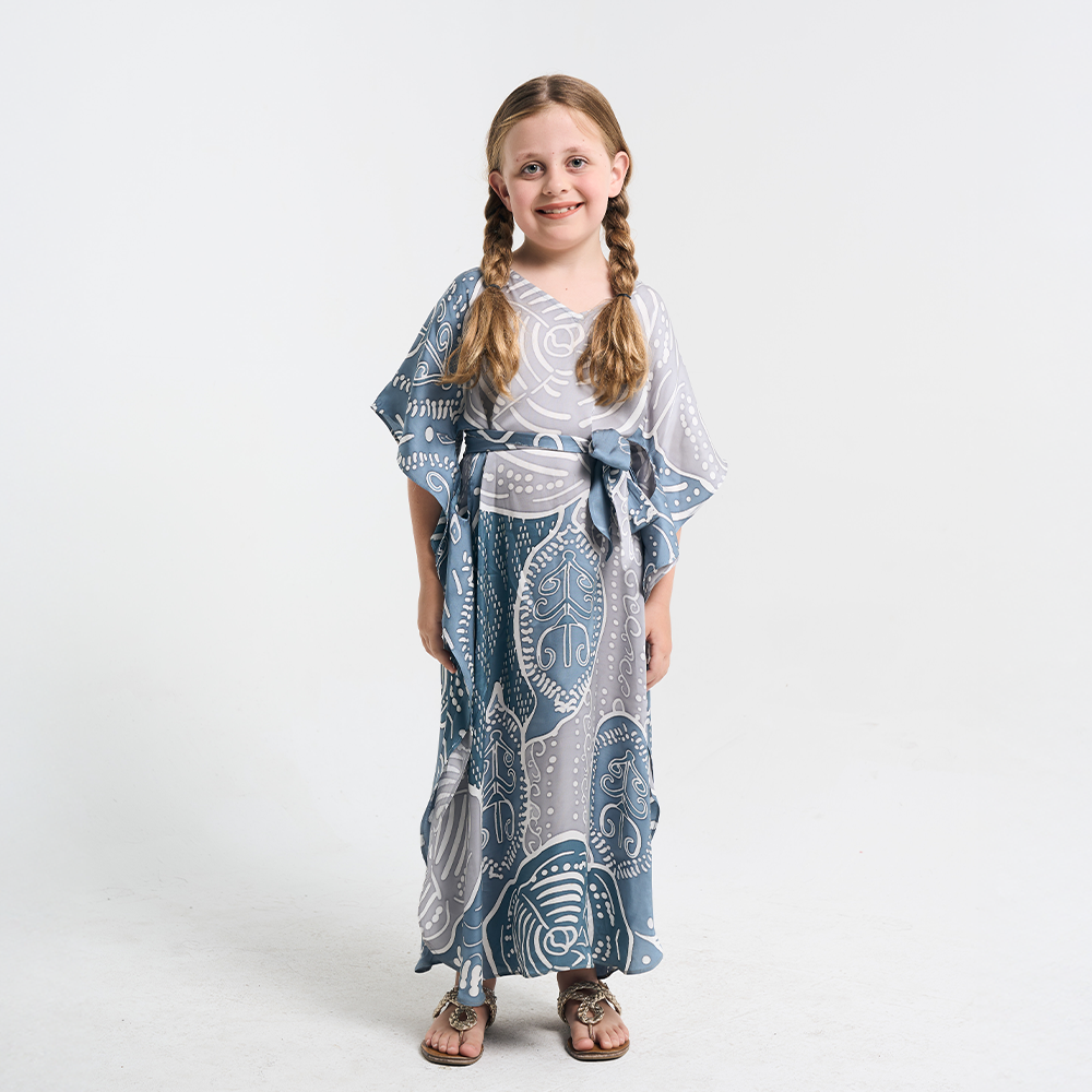 Girl's Caftan Dress - Slate Petola