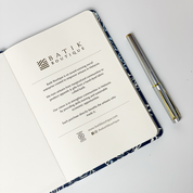 Batik-Inspired Notebook & Pen - Navy Hibiscus