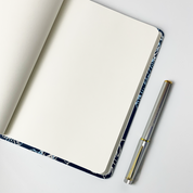Batik-Inspired Notebook & Pen - Navy Hibiscus