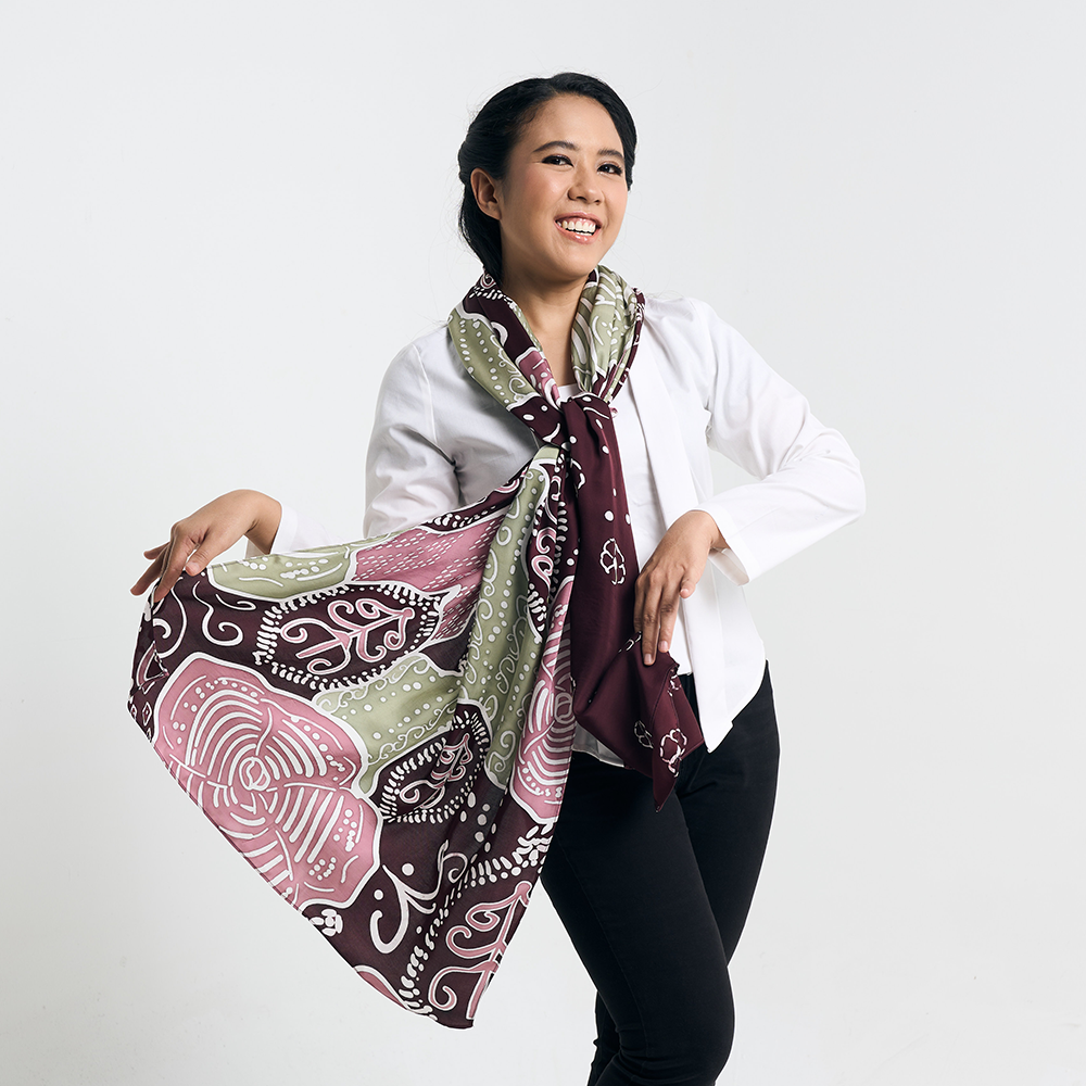 Batik Scarf (Silk Cotton) - Maroon Petola