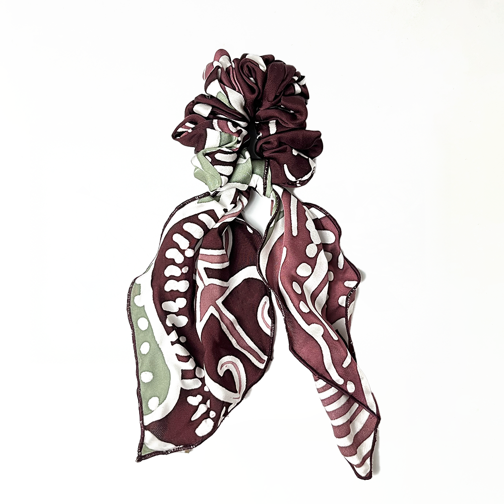 Batik Scrunchies - Maroon Petola