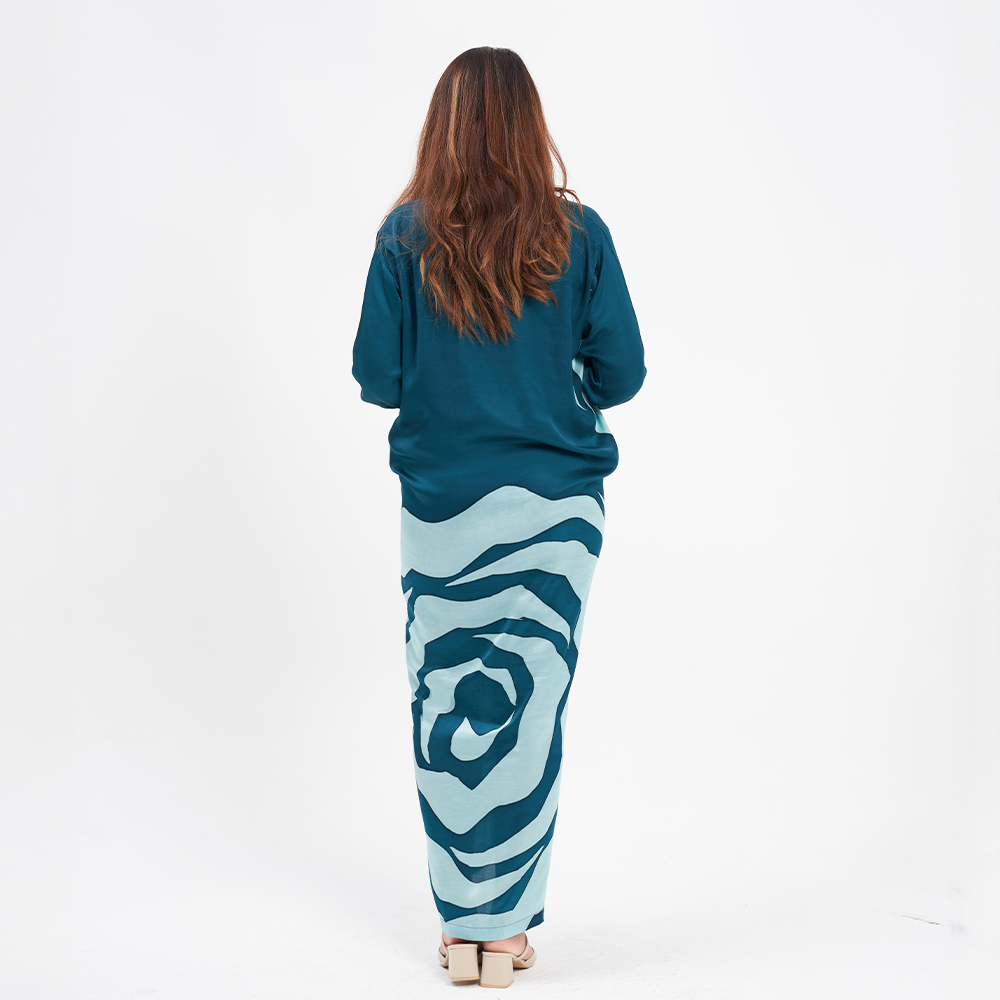 Batik Caftan Pareo - Teal Rose - Batik Boutique