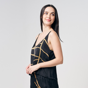 Batik Camisole - Black Ecru (Silk Cotton) - Batik Boutique