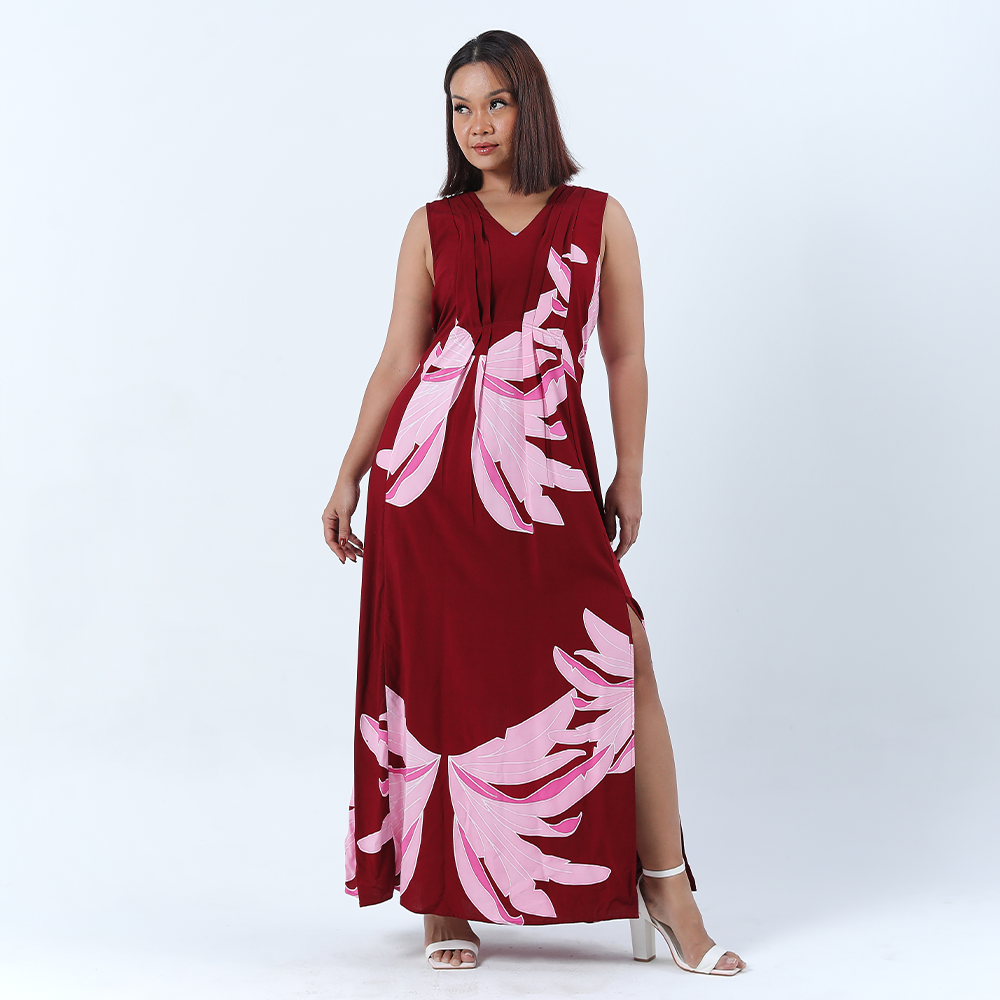 batik dress against a white background in the pattern berry palmera
