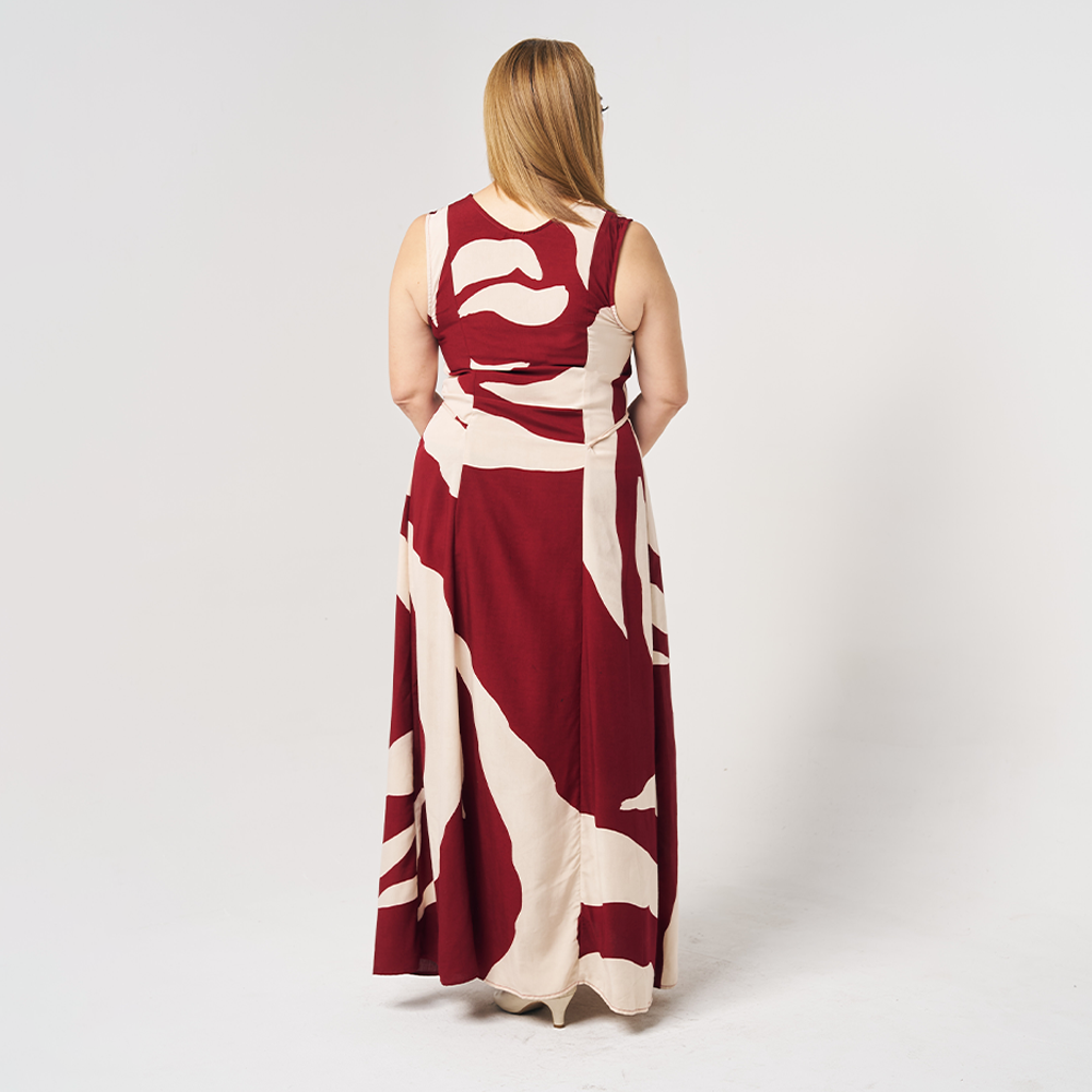 Batik Maxi Dress - Crimson Rose - Batik Boutique