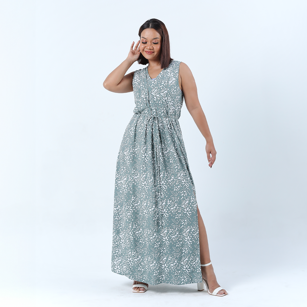 Batik Maxi Dress - Sage Melati - Batik Boutique
