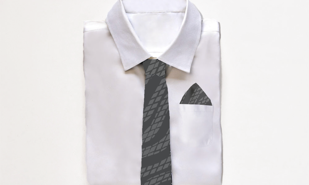 Batik Neck Tie & Pocket Square (Silk Cotton) - Grey Snakeskin - Batik Boutique