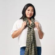 Batik Scarf (Silk Cotton) - Black Banana Leaf - Batik Boutique