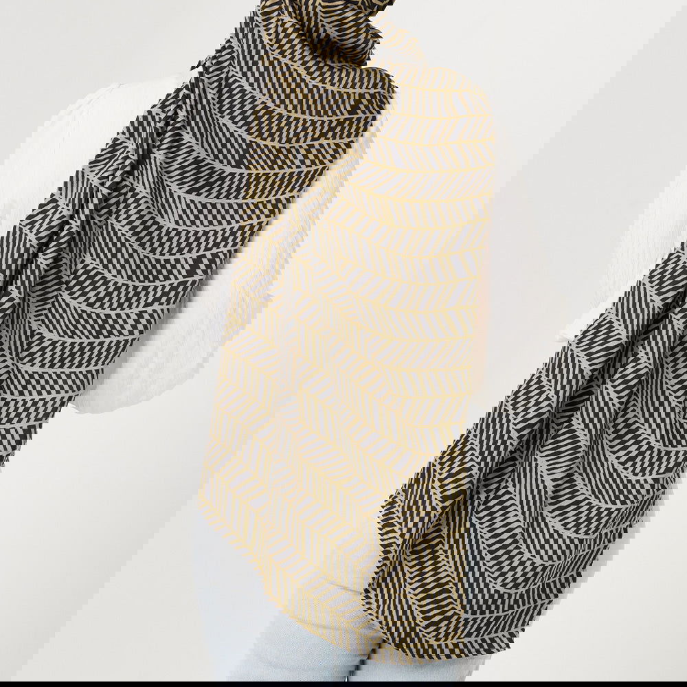 Batik Scarf (Silk Cotton) - Black Banana Leaf - Batik Boutique