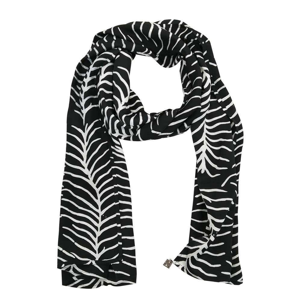Batik Scarf (Silk Cotton) - Black Fern - Batik Boutique