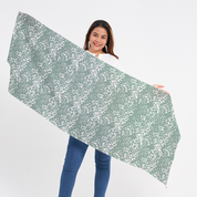 Batik Scarf (Silk Cotton) - Sage Melati - Batik Boutique