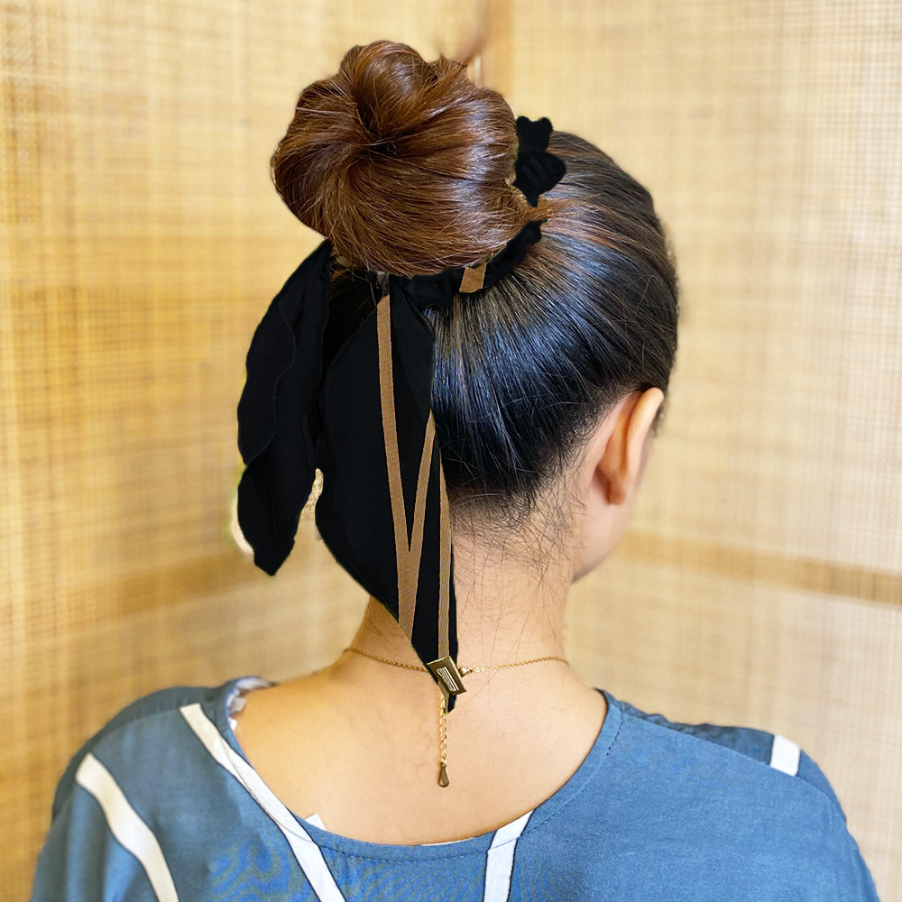 Batik Scrunchies - Black Ecru - Batik Boutique