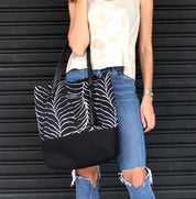 Batik Tote Bag (Canvas base) - Black Fern - Batik Boutique