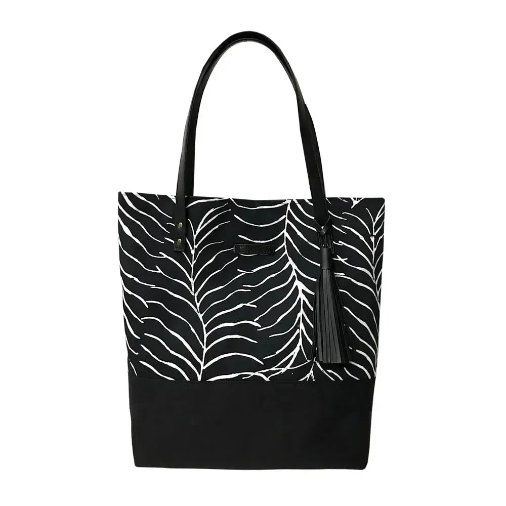 Batik Tote Bag (Canvas base) - Black Fern - Batik Boutique