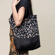 Batik Tote Bag (Canvas base) - Black Leopard - Batik Boutique