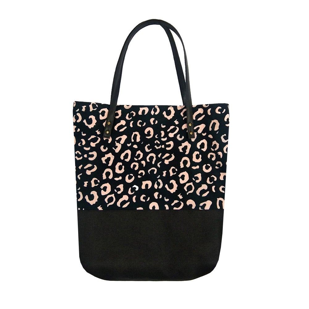 Batik Tote Bag (Canvas base) - Black Leopard - Batik Boutique