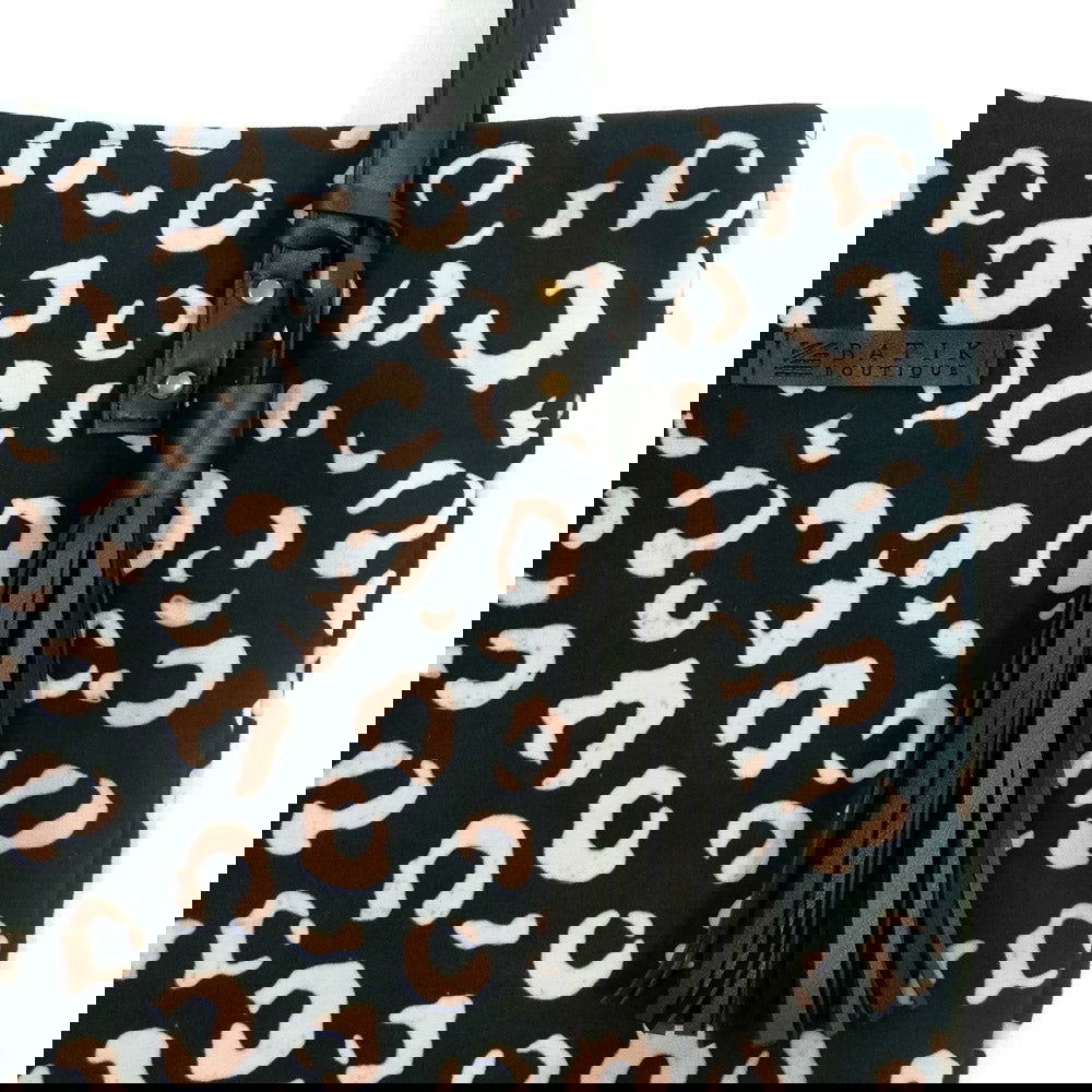 Batik Tote Bag (Canvas base) - Black Leopard - Batik Boutique