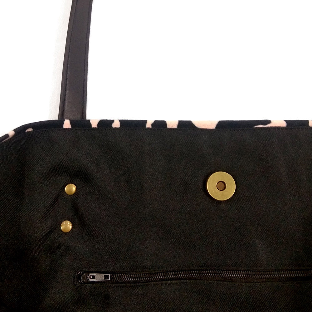 Batik Tote Bag (Canvas base) - Black Leopard - Batik Boutique