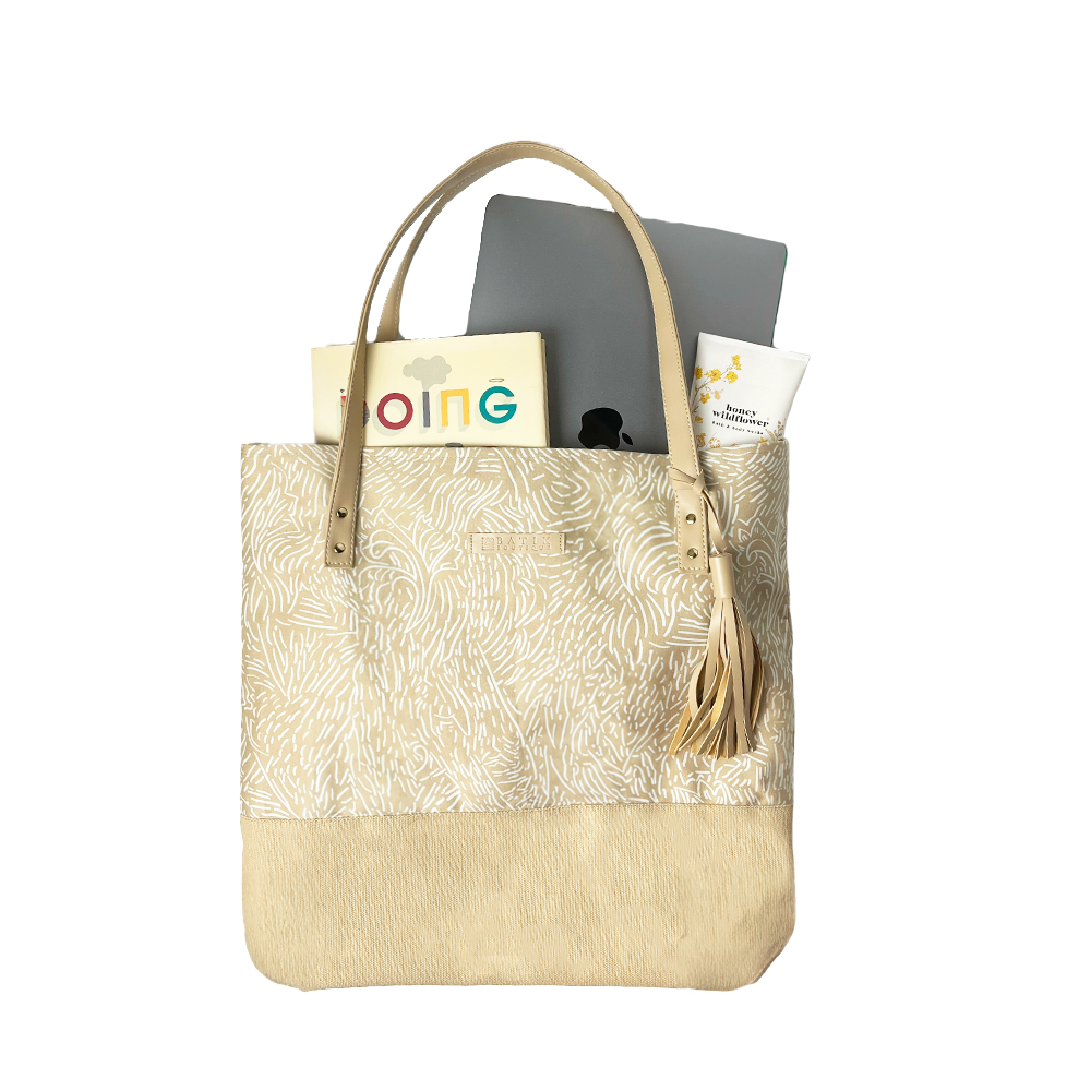 Batik Tote Bag (Canvas base) - Tan Driftwood - Batik Boutique