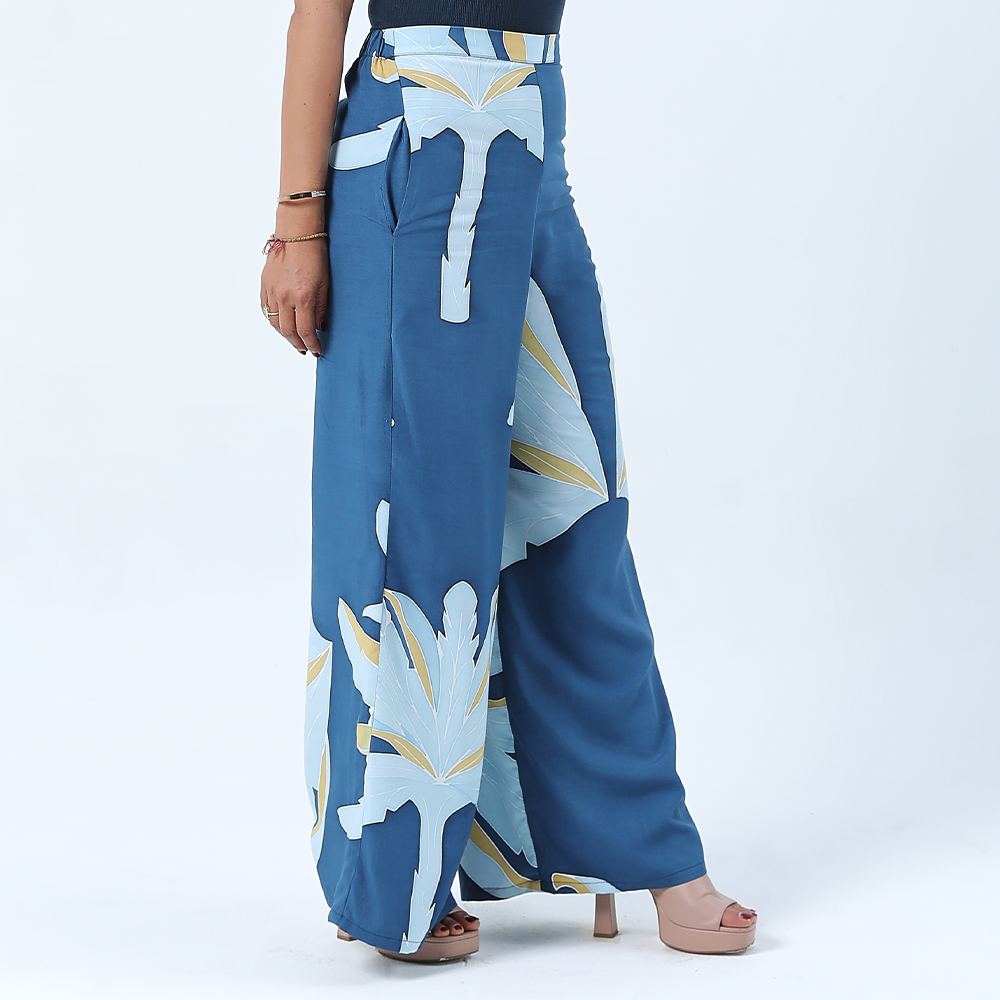 Batik Wide Leg Trousers - Ocean Palmera - Batik Boutique