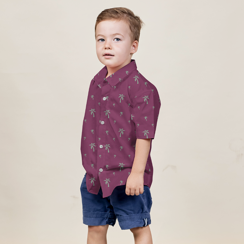 Boy's Batik Shirt - Fuchsia Palm - Batik Boutique