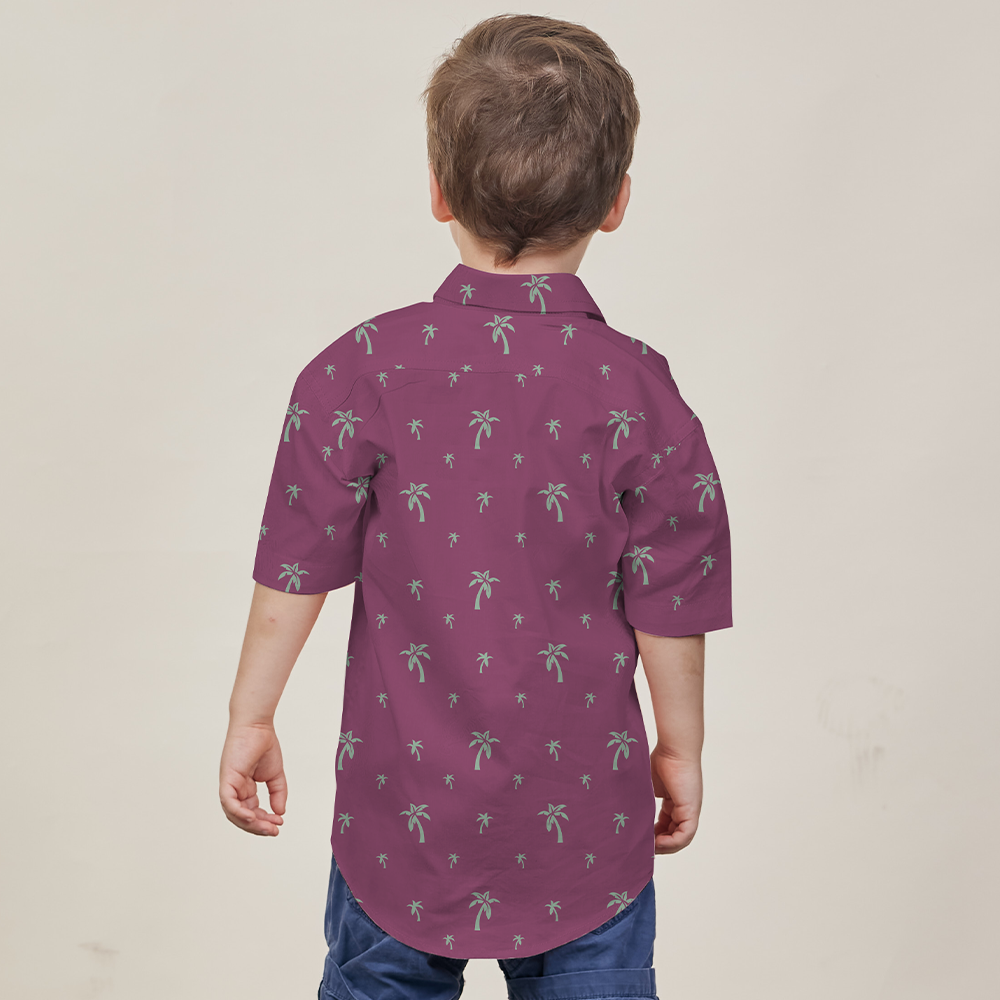 Boy's Batik Shirt - Fuchsia Palm - Batik Boutique