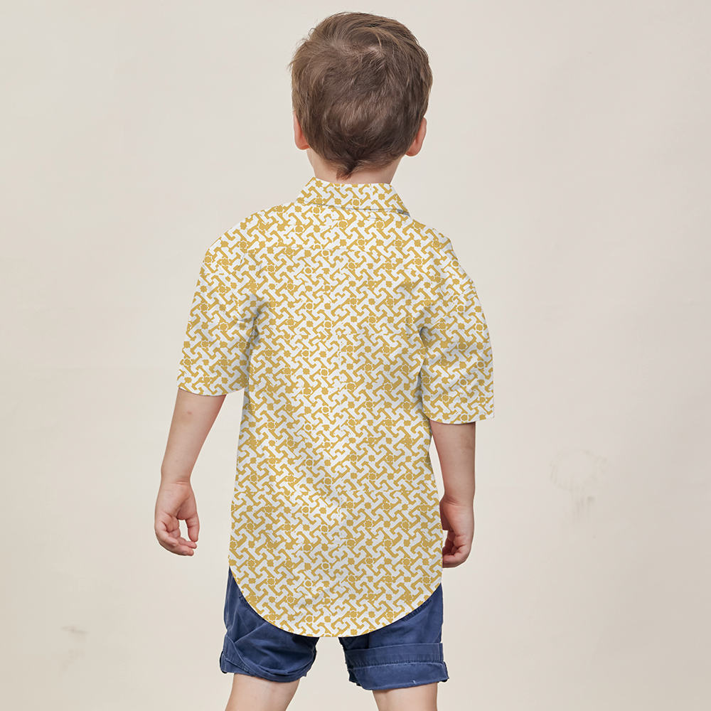 Boy's Batik Shirt - Mustard Arabesque - Batik Boutique