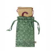 a batik pouch bunting olive bintang against a white background