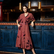 Batik Button-Up Dress - Copper Blooming Lace