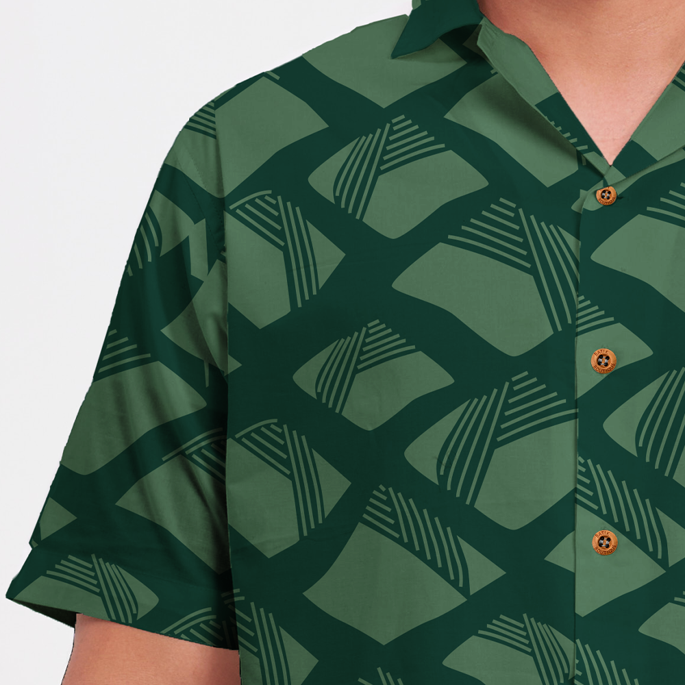 (SALE) Men's Batik Cuban Shirt - Green Nasi Lemak
