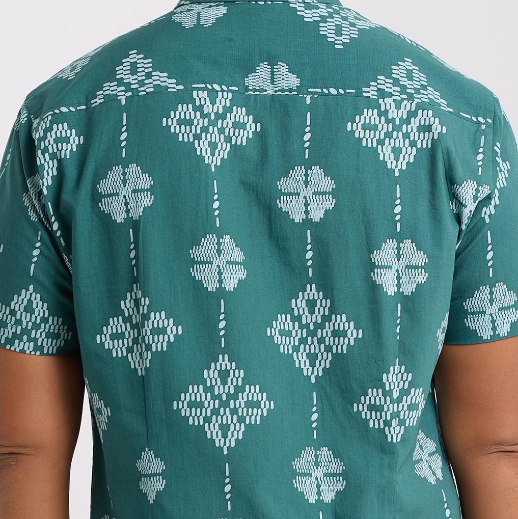 Men's Batik Shirt - Emerald Songket