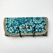 Batik Roll-Up Travel Pouch - Teal Ukir