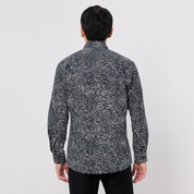 Men's Long-Sleeved Batik Shirt - Black Driftwood