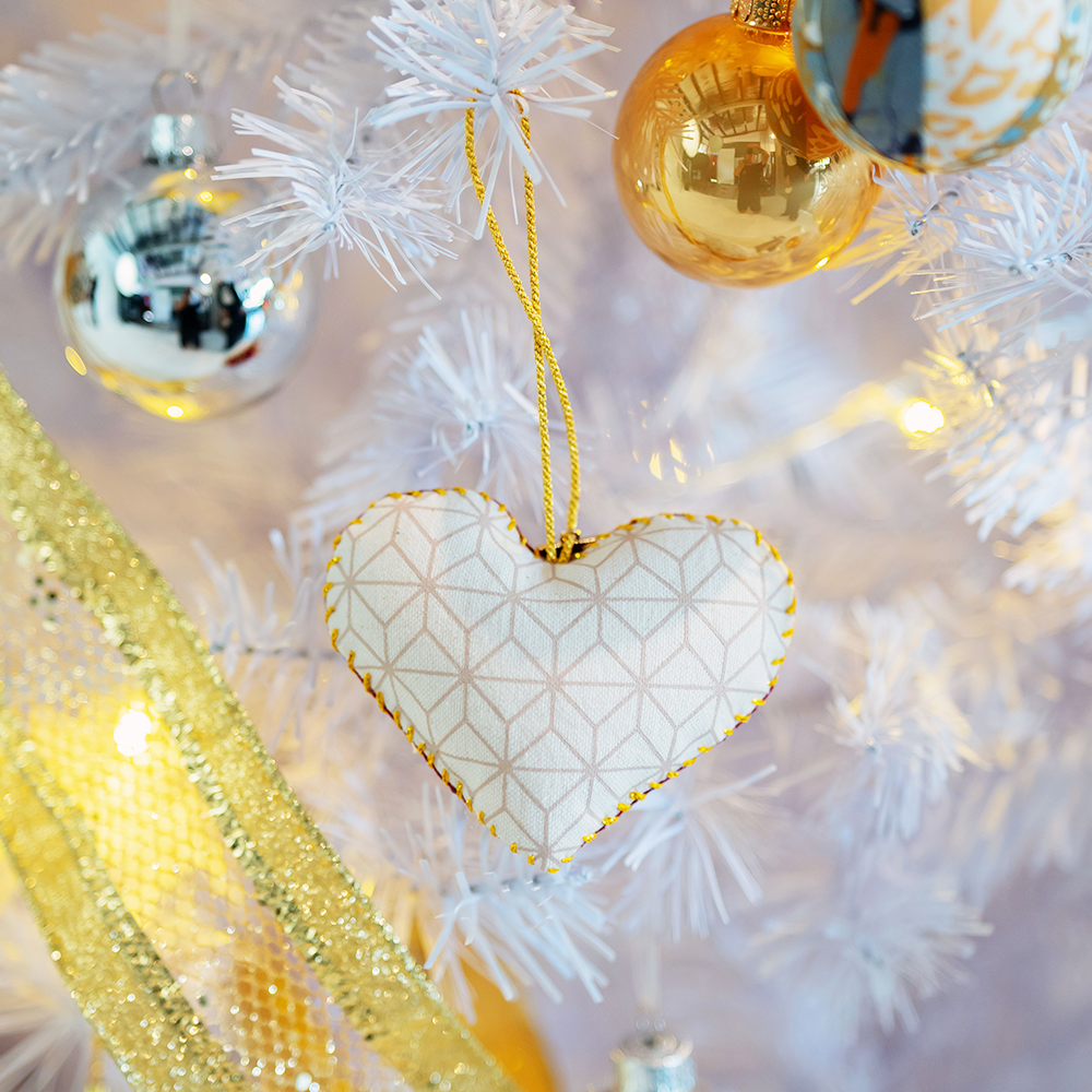 Heart Ornament (Reversible) - Crimson Celestial - Batik Boutique