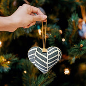 Heart Ornament (Reversible) - Grey Banana Leaf - Batik Boutique