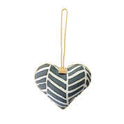 Heart Ornament (Reversible) - Grey Banana Leaf - Batik Boutique