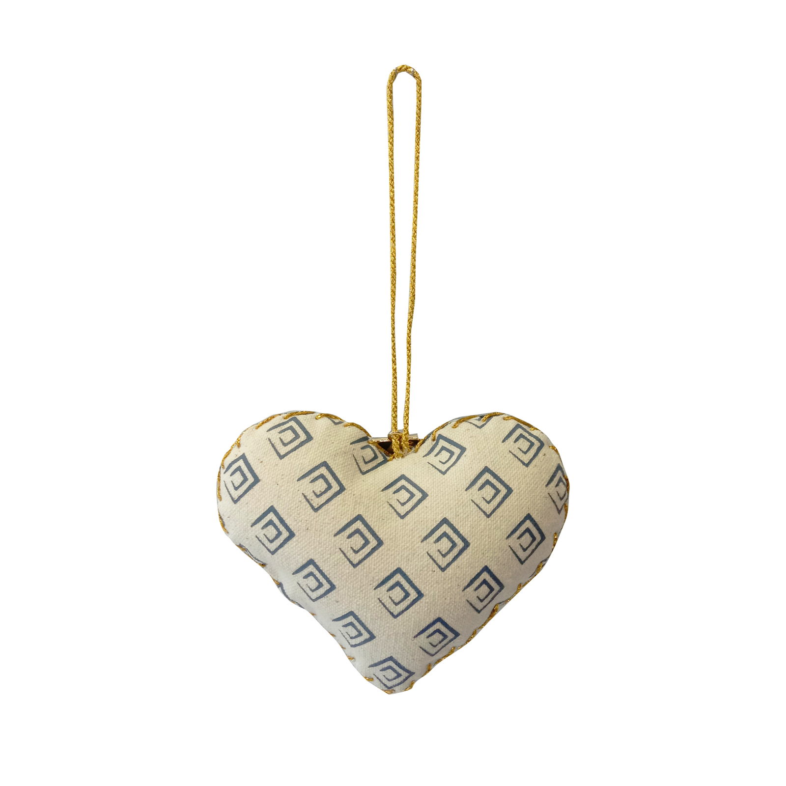 Heart Ornament (Reversible) - Grey Banana Leaf - Batik Boutique