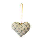 Heart Ornament (Reversible) - Grey Banana Leaf - Batik Boutique