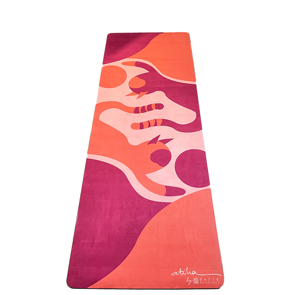 Home Yoga Mat - Fuchsia Cat Yogis - Batik Boutique