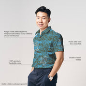 Men's Batik Shirt - Cyan Rumpai