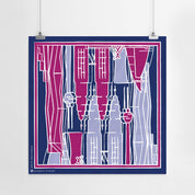 KL Skyline Scarf (Silk Cotton) - Fuchsia Jambu - Batik Boutique