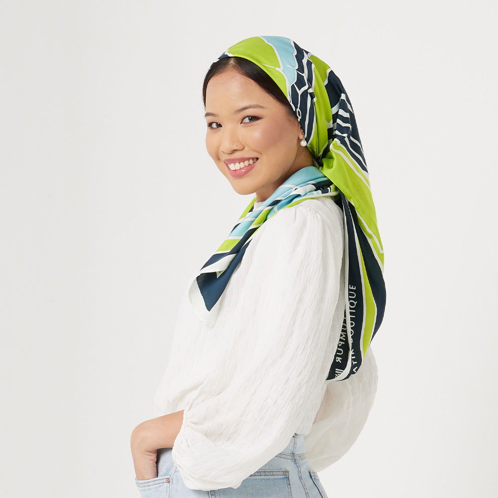 KL Skyline Scarf (Silk Cotton) - Teal Rimba - Batik Boutique