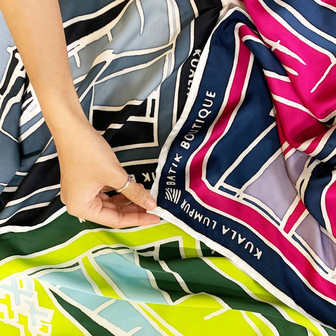 close up photo of several Batik boutique scarves 